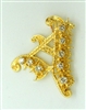 Gold Lettter "A" Diamond Pin