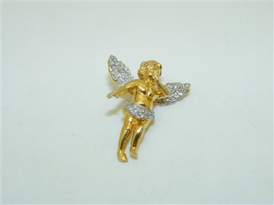 10k Yellow Gold Diamond Angel Pendant