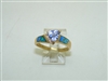 14k Yellow Gold Opal And Tanzanite Ring