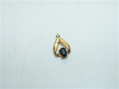 14k Yellow Gold Diamond And Sapphire Pendant