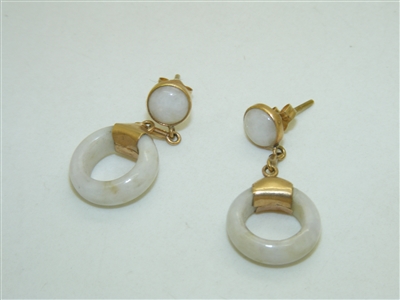 14k Yellow Gold Ivory jade Earrings