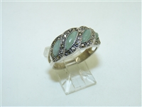 Marcasite Jade Sterling Silver Ring