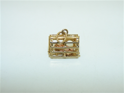 14k Yellow Gold Lobster Trap pendant
