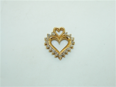 10k Yellow Gold Diamond Heart Pendant