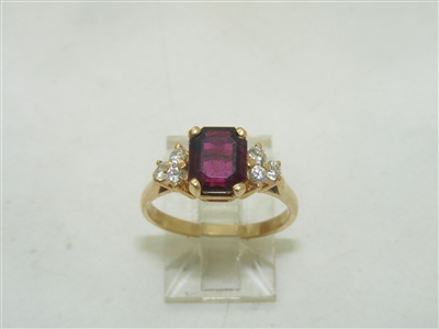 Yellow Gold  Diamond and Natural Ruby Ring