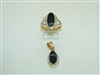 14k Yellow Gold Onyx Ring and Pendant Set
