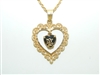 14k Yellow Gold Heart Onyx Pendant Necklace
