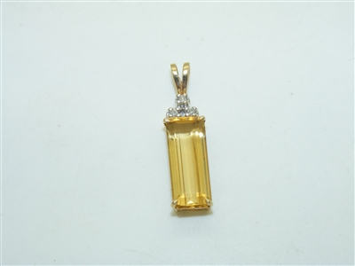 Gold Topaz and Diamond Pendant