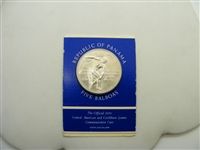1970 Panama 5 Balboas Sterling Silver Coin