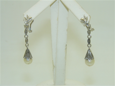 18k White Gold Vintage Pearl Earrings
