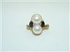 14k yellow Gold Pearl and Sapphire Shortener Clasp