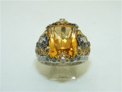 18k White Gold Diamond Citrine Ring