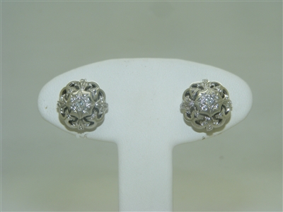 18k White Gold Vintage Diamond Screw Back Earrings
