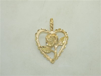 14k yellow gold Rose Heart Pendant