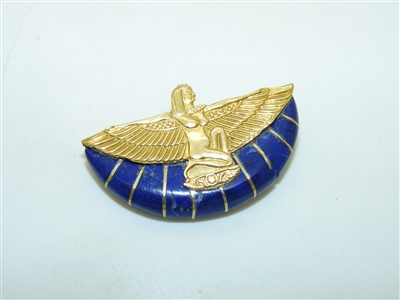 Vintage Blue Lapis Yellow Gold Pendant