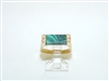 18k Yellow Gold Malachite stone