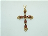 Vintage 10k Yellow Gold Cross Garnet Pendant