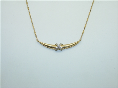 14k yellow Gold "X" Diamond Necklace