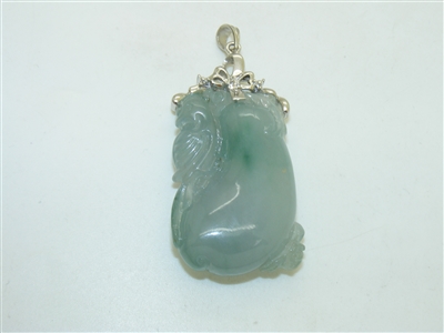14k White Gold Jade Pendant