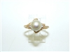 Yellow Gold Grey Cultured Pearl Ring