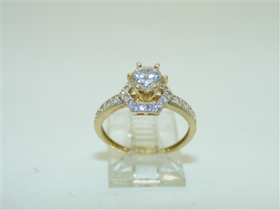 14k Yellow Gold Cubic zircon ring
