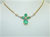 18k Yellow Gold Natural Emerald And Diamond Necklace