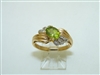 14k Yellow Gold Peridot Diamond Ring