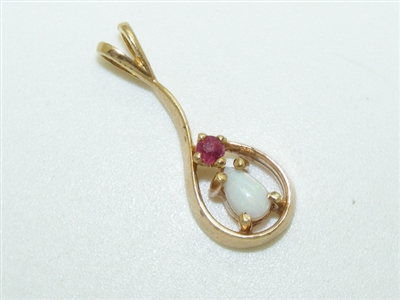 14k Yellow Gold Ruby, Opal Pendant