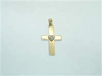 14k Yellow Gold Diamond Cross Pendant