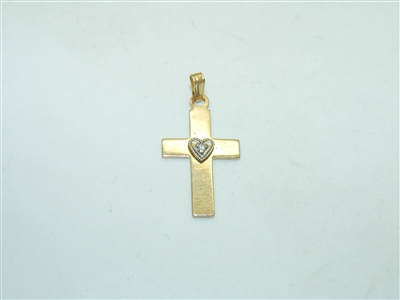 14k Yellow Gold Diamond Cross Pendant
