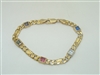 14 k Yellow Gold Multiple Gemstone Link Chain Bracelet
