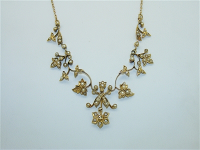 Vintage 14k yellow Gold Pearl Necklace