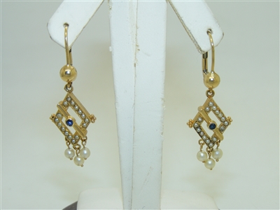 14k Yellow Gold Pearl Earrings