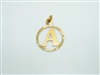 Initial "A" Yellow Gold Pendant