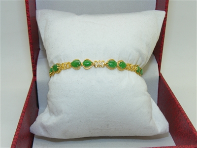 Yellow gold Natural Diamond and Jade Bracelet