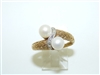 10k Yellow Gold Pearl and Diamond Ring