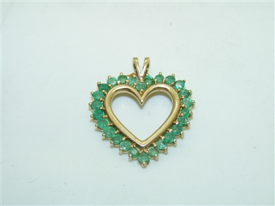 10k Yellow Gold Heart Emerald Pendant