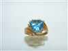 14k Yellow Gold Blue Topaz Heart Shape Diamond Ring