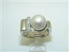 18k White Gold Diamond Pearl Ring