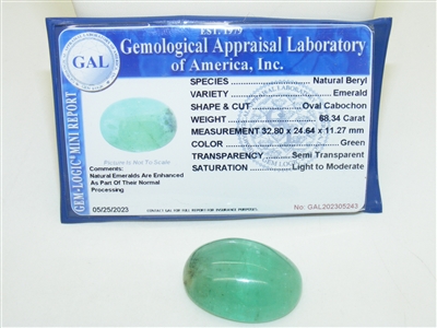 A Natural Beryl Emerald Oval Cabochon Stone
