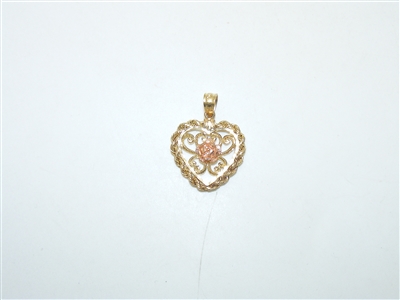 14k Yellow and Rose Gold Heart Pendant