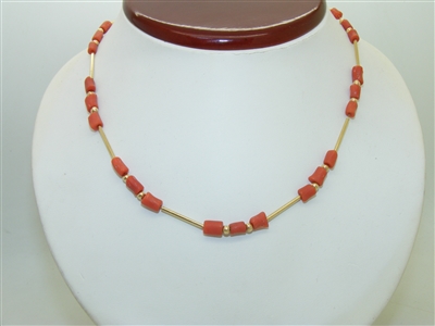 14k yellow gold natural coral Necklace