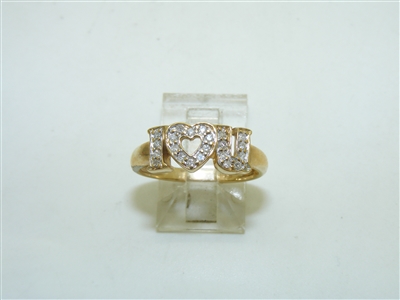 14k Yellow Gold "I love you" Diamond Ring