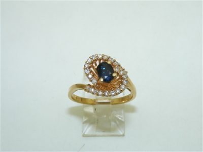 14k Yellow Gold Diamond Sapphire Ring