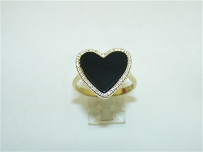 Sterling Silver Heart Onyx Ring