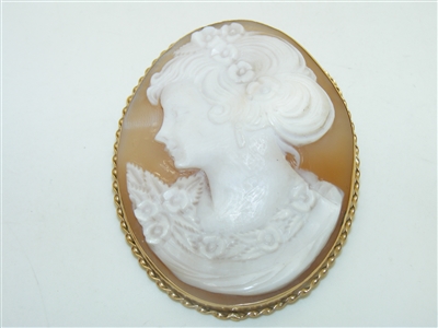 Vintage 14k Yellow Gold Cameo Pendant and pin