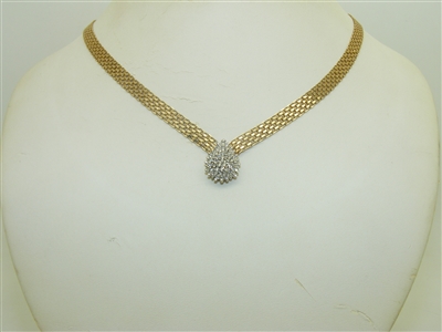 10k Yellow Gold Mesh Diamond Necklace