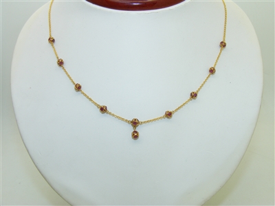 18k Yellow Gold Ruby Necklace