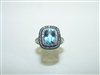 Blue topaz Diamond Silver Ring