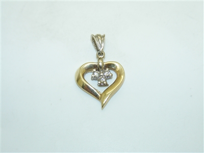 14k White Gold Diamond Heart Pendant